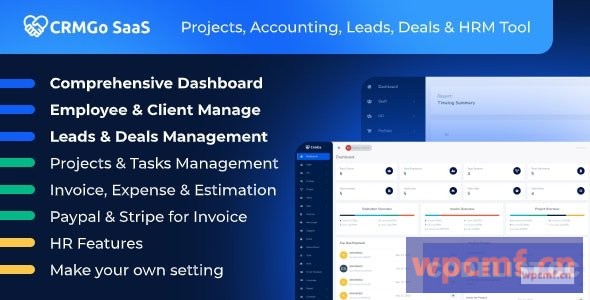 CRMGo SaaS v2.3.0 项目、会计、线索、交易和人力资源管理工具  可代汉化
