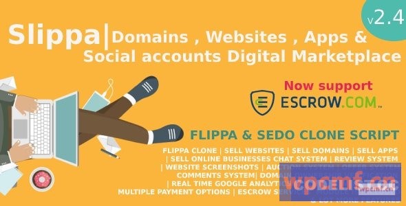 Slipa v2.7 域、网站、应用和社交媒体市场PHP脚本  可代汉化