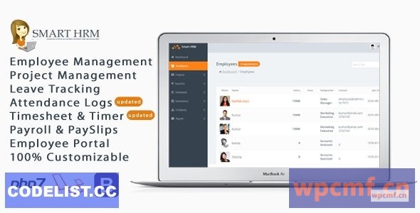 智能人力资源管理v1.6 人力资源管理，包括项目管理、工资单、出勤和时间表精简版 可代汉化