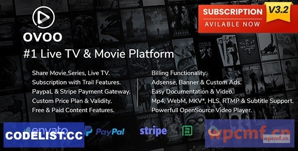 OVOO v3.2.6 带有会员系统的直播电视和电影门户CMS  可代汉化