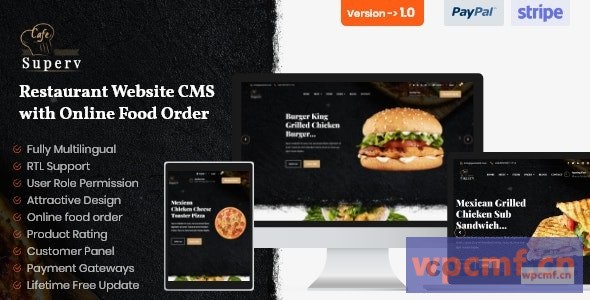 Superv v1.0 餐厅网站CMS & 带有食品订单的管理系统 可代汉化