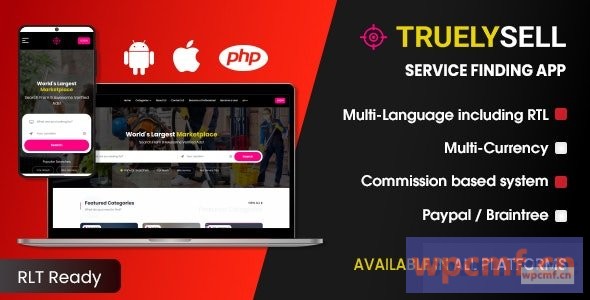 TruelySell v1.0.2 点播服务市场，附近的服务查找器和预订网站，Android和iOS 可代汉化