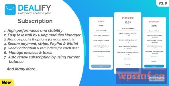 Dealify订阅插件v1.0 PayPal、Stripe和计费管理器 可代汉化