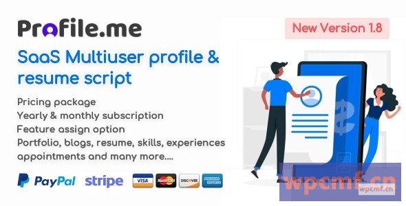 Profile.me v1.8 Saas多用户配置文件和简历脚本 可代汉化