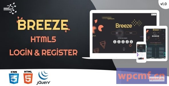 微风1.0版 HTML5登录和注册页面模板 可代汉化