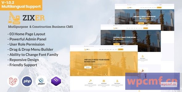 Zixer v1.0.2 多用途网站和建筑业务公司CMS  可代汉化
