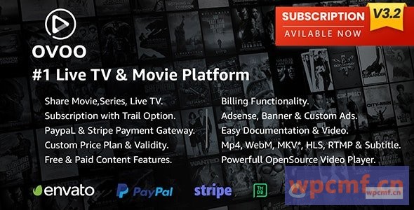 OVOO v3.2.4 带有会员系统的直播电视和电影门户CMS  可代汉化