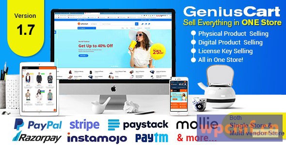 GeniusCart v1.7 具有物理和数字产品市场的单一或多供应商电子商务系统 可代汉化