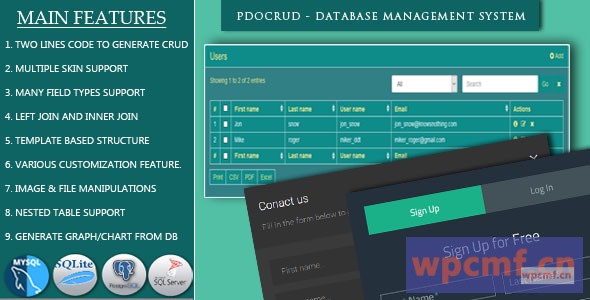 PDO Crud v4.4.1 高级PHP CRUD应用程序 (表单生成器和数据库管理)  可代汉化
