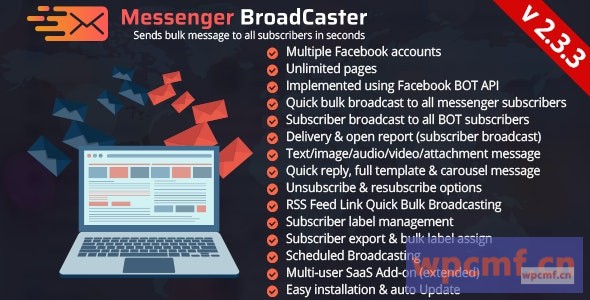 信使广播公司 一个机器人Inboxer附加组件: 向Facebook信使订阅者发送批量消息 可代汉化