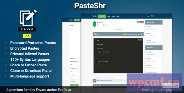 Pasteshr v1.5    文本托管和共享脚本 可代汉化