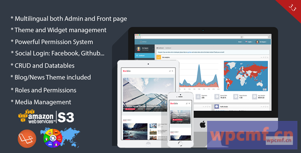 Botble v3.3   Laravel CMS，CRUD生成器，模块化和主题系统，角色权限，多语言博客 可代汉化