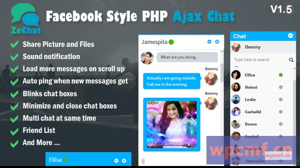 Zechat V1.5     Facebook Style Php Ajax Chat 可代汉化