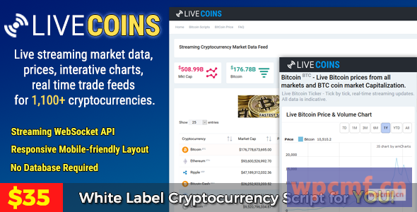 LiveCoins v2.2.3 实时加密货币价格、市值、图表等 + 免费Wordpress插件 可代汉化