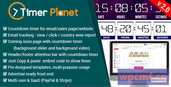 Timerplanet v2.0    电子邮件，网站和注意力栏倒计时计时器 可代汉化