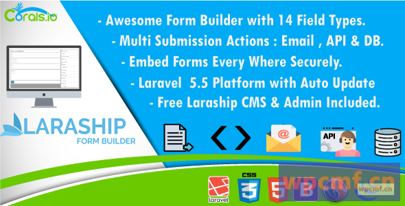 LARASHIP FORM BUILDER    使用CMS和Admin拖放Laravel表单构建器 可代汉化