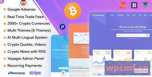 Cryptoking    带订阅的实时饲料加密货币脚本 可代汉化