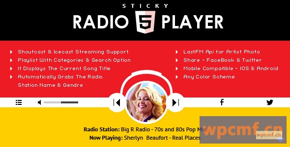 粘式无线电播放器v1.4.1    全宽Shoutcast和Icecast HTML5播放器 可代汉化