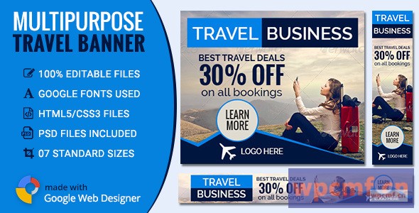 GWD 旅游横幅 7种尺寸 可代汉化