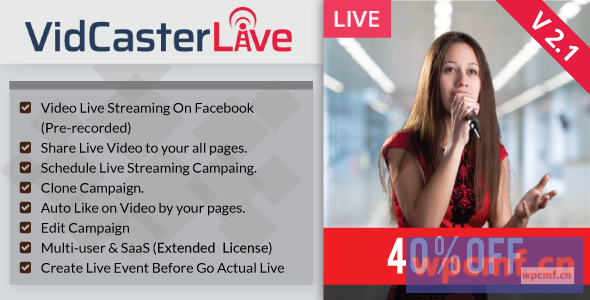 VidcasterLive v2.1    使用预先录制的视频Facebook实时流 可代汉化