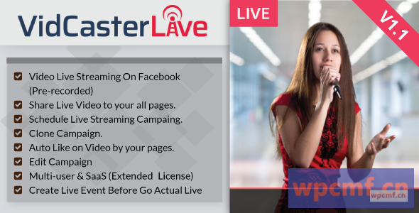 VidcasterLive v1.1    与预先录制的视频的Facebook直播 可代汉化