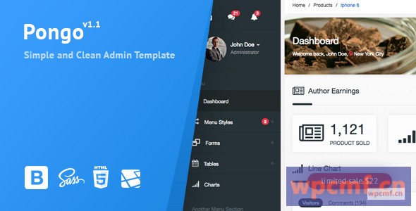 Pongo v1.1 Laravel管理模板 + 用户管理 + CRUD 可代汉化