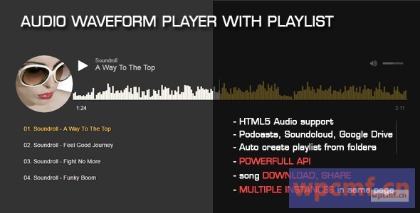 带播放列表的音频波形播放器 可代汉化