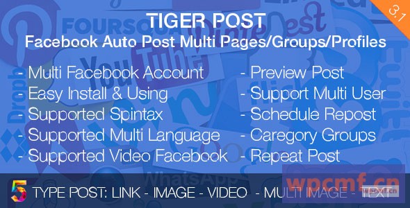 Tiger Post v3.1 Facebook自动发布多页/群组/个人资料 (零售) 可代汉化