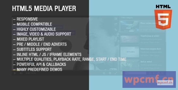 HTML5图像视频音频库与播放列表 可代汉化