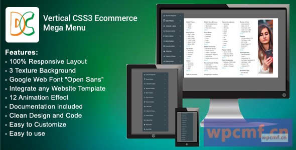 垂直CSS3电子商务超级菜单 可代汉化