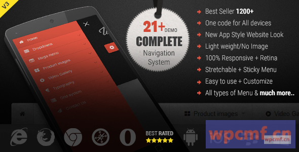 Web幻灯片    Bootstrap 3+的响应式Mega菜单 可代汉化