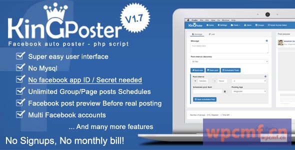 国王海报v1.7.9 脸书多组/页面自动发布 PHP脚本 可代汉化