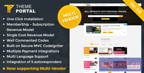 Theme Portal Marketplace V3.0    销售数码产品，主题，插件，脚本   多供应商 可代汉化