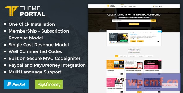 主题门户市场 销售数字产品、主题、插件、脚本 可代汉化