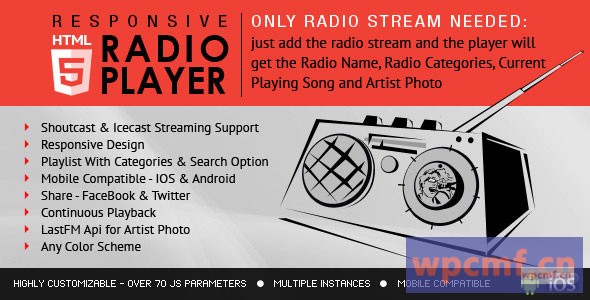带播放列表的无线电播放机   呼喊通用和石英 可代汉化