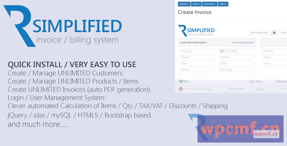 简化的PHP发票/账单系统 可代汉化