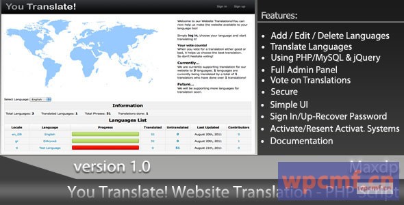 你翻译！网站翻译系统 可代汉化