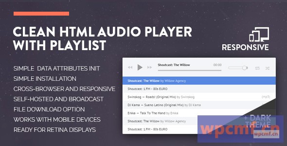 使用播放列表清洁HTML音频播放器 可代汉化