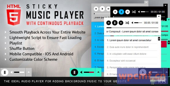 连续播放的粘性HTML5音乐播放器 可代汉化
