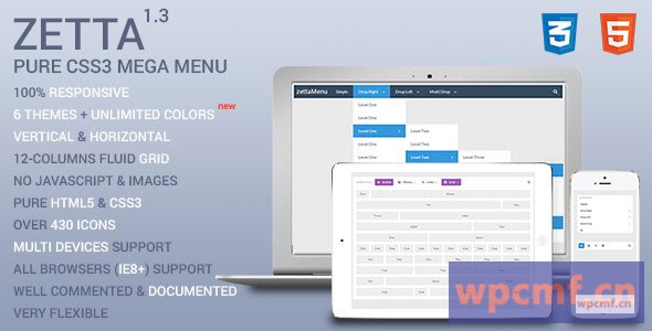 Zetta Menu     CSS3 Mega菜单和下拉菜单 可代汉化