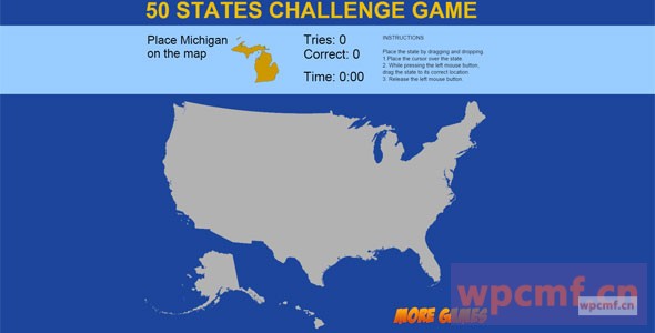 美国地图游戏 50个州挑战 可代汉化