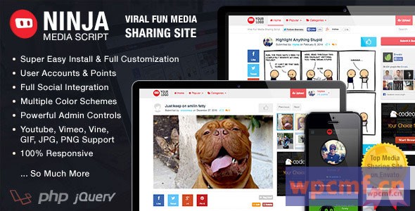 忍者媒体脚本v1.5.1 病毒乐趣媒体分享网站 可代汉化