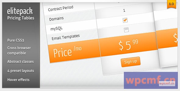 Elitepack Classic CSS3定价桌子和盒子 可代汉化