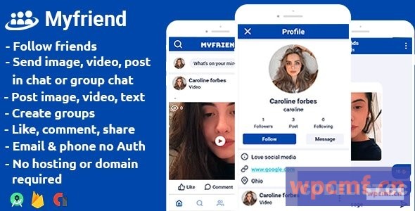 MyFriend V1.3    朋友帖子群聊遵循社交网络App Android Studio + Firebase + Admob 可代汉化