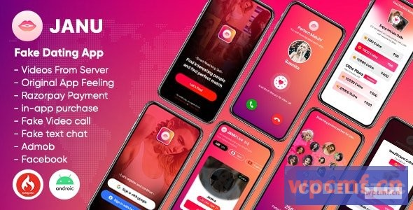 Janu v1.0 实时流媒体约会应用: 一对一视频通话 (来自服务器的视频) 可代汉化