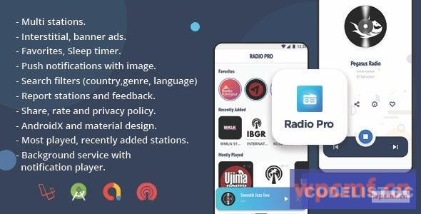 Radio Pro V2.0    带管理面板的多站无线电应用 可代汉化