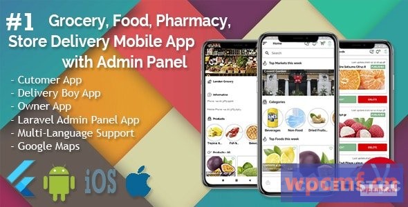 杂货，食品，药房，商店送货移动应用程序与管理面板v1.8.0 可代汉化