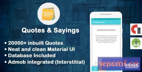 20000多个报价和语录与数据库和admobi集成的完整应用程序1.0版 可代汉化