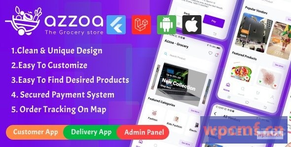 Azzoa v4.0.3 带有管理面板的杂货店、多商店、电子商务Flutter移动应用 可代汉化