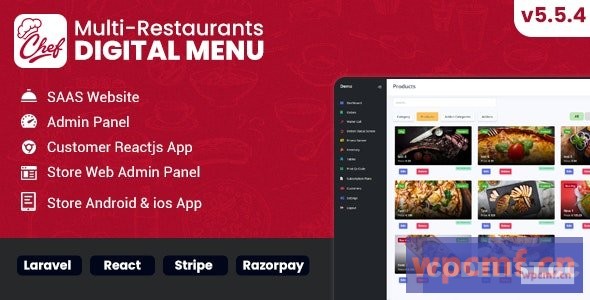 厨师v5.5.4 多餐厅Saas 少接触数字菜单管理面板 反应原生应用 可代汉化